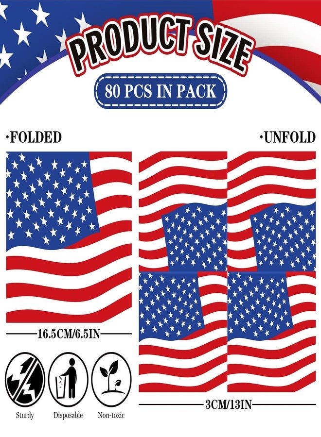 وولاين مناديل ورقية وطنية من والين، مقاس 6.5 × 6.5 بوصة، مزينة بعلم أمريكي، للاستخدام مرة واحدة، مناسبة للاحتفال بيوم الاستقلال الأمريكي (4 يوليو) بألوان الأحمر والأزرق والأبيض والنجوم والخطوط، عبوة من 80 منديلًا. - Image 2